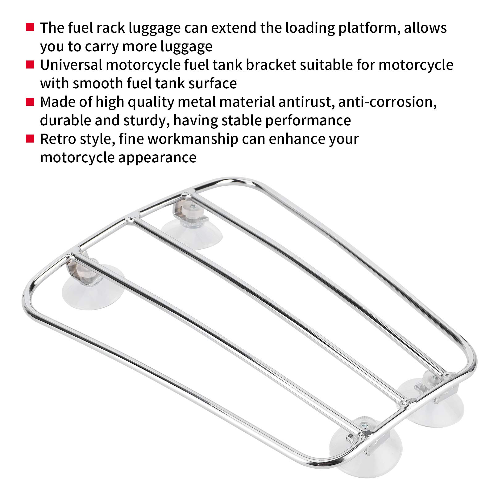 Porte-Bagages Avant Universel de Moto Rétro avec Support Type Ventouse (B Argent)
