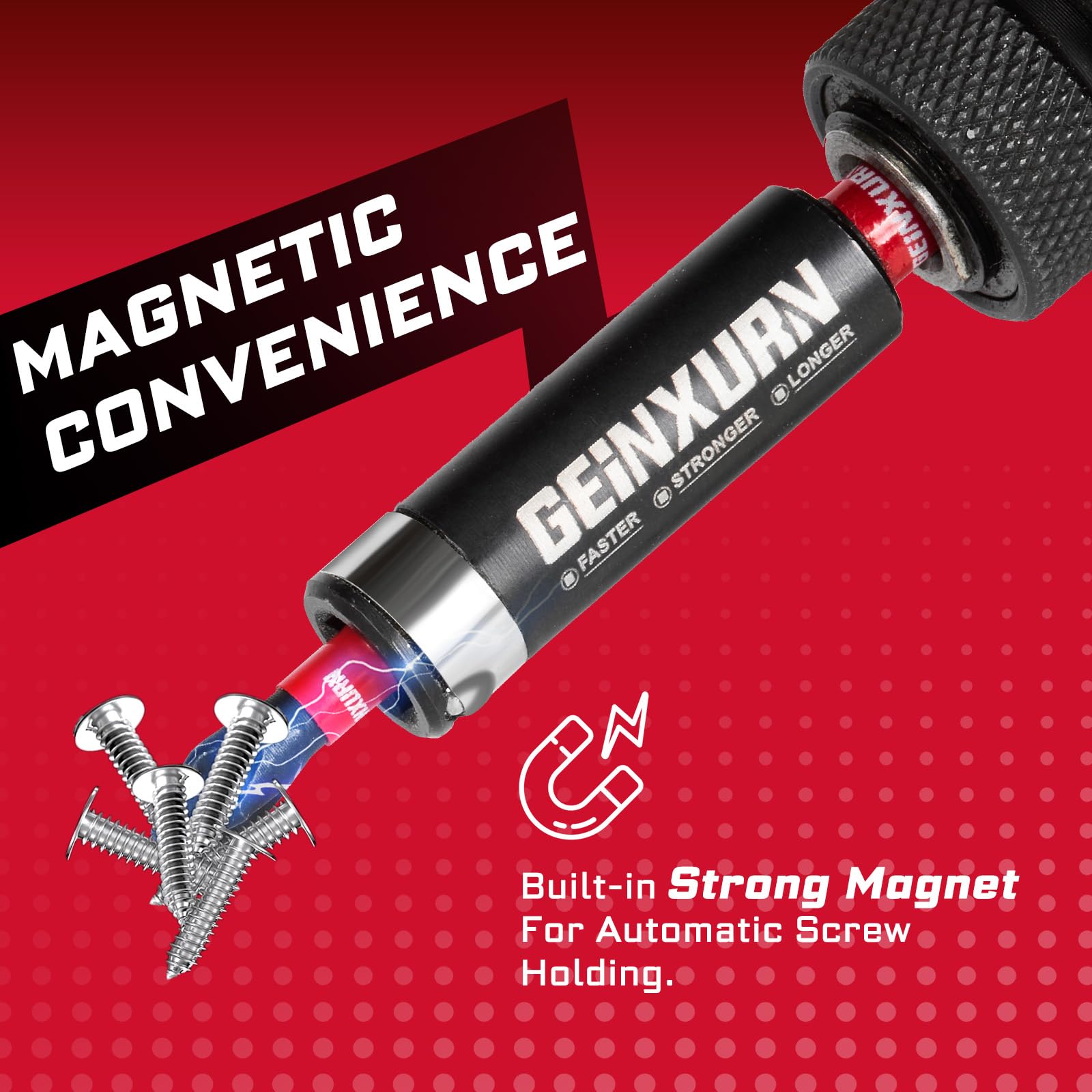 Geinxurn Juego de 30 puntas magnéticas #2 Phillips de 1 pulgada. Puntas de destornillador hexagonales antideslizantes, vástago hexagonal de 1/4 pulgadas resistente a impactos PH2 juego de puntas de