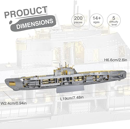 Vista 18 de Piececool Rompecabezas de metal 3D para adultos, kits de modelo de acorazado Richelieu, modelos de buques de guerra militares, kit de construcción