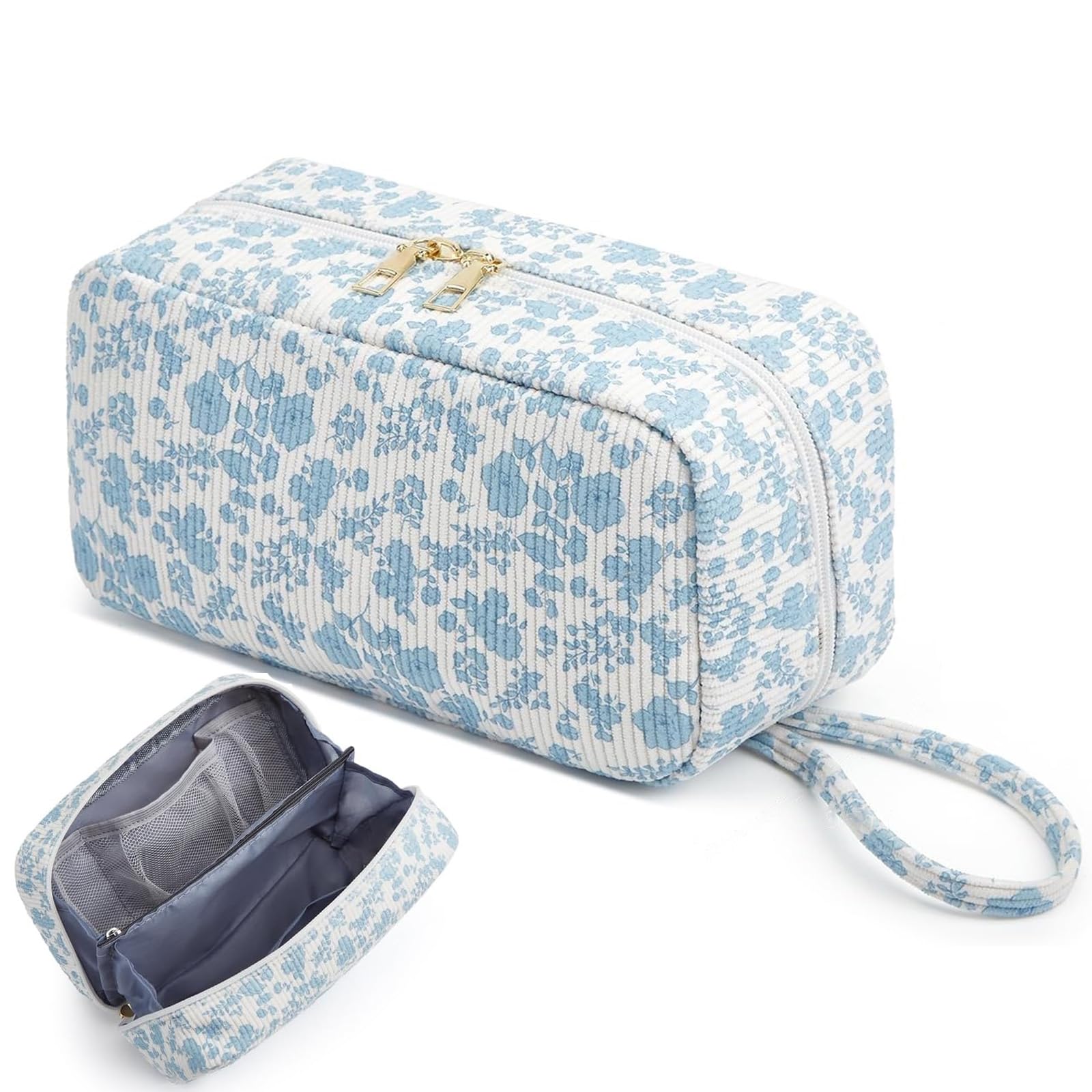 Jiliyote Kulturbeutel Damen Cord Kulturtasche Reise Kosmetiktasche Damen aus Kord Make-up Tasche Damen Waschtasche Cord Cosmetic Bag für Mädchen Travel Damen