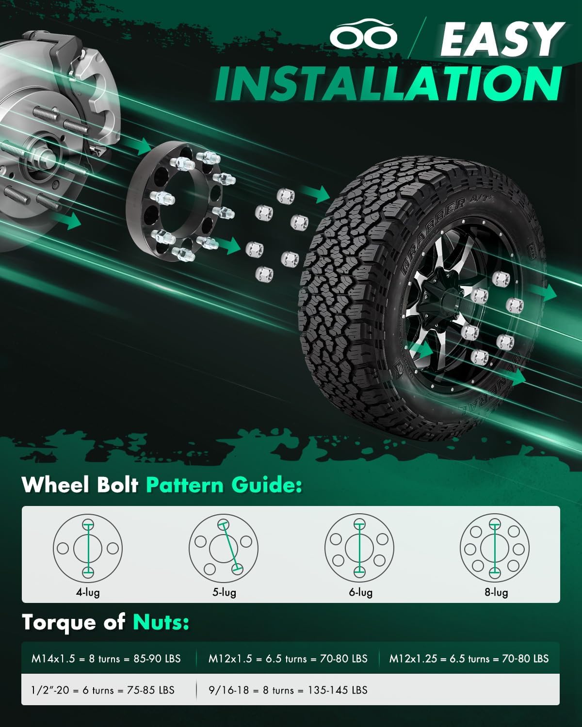 SCITOO 4Pcs 8x6.5 to 8x170 Wheel Adapters 1.5" Bore 126.15mm Studs 14x1.5 8Lug Wheel Spacers Fit for Chevrolet Avalanche 2500 2002-2006 for Chevrolet C2500 1988-1998 for Chevrolet C3500 1988-1998