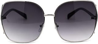 Womens Oversize Metal Rim Butterfly Large Rhinestone Jewel Sunglasses Silver Smoke