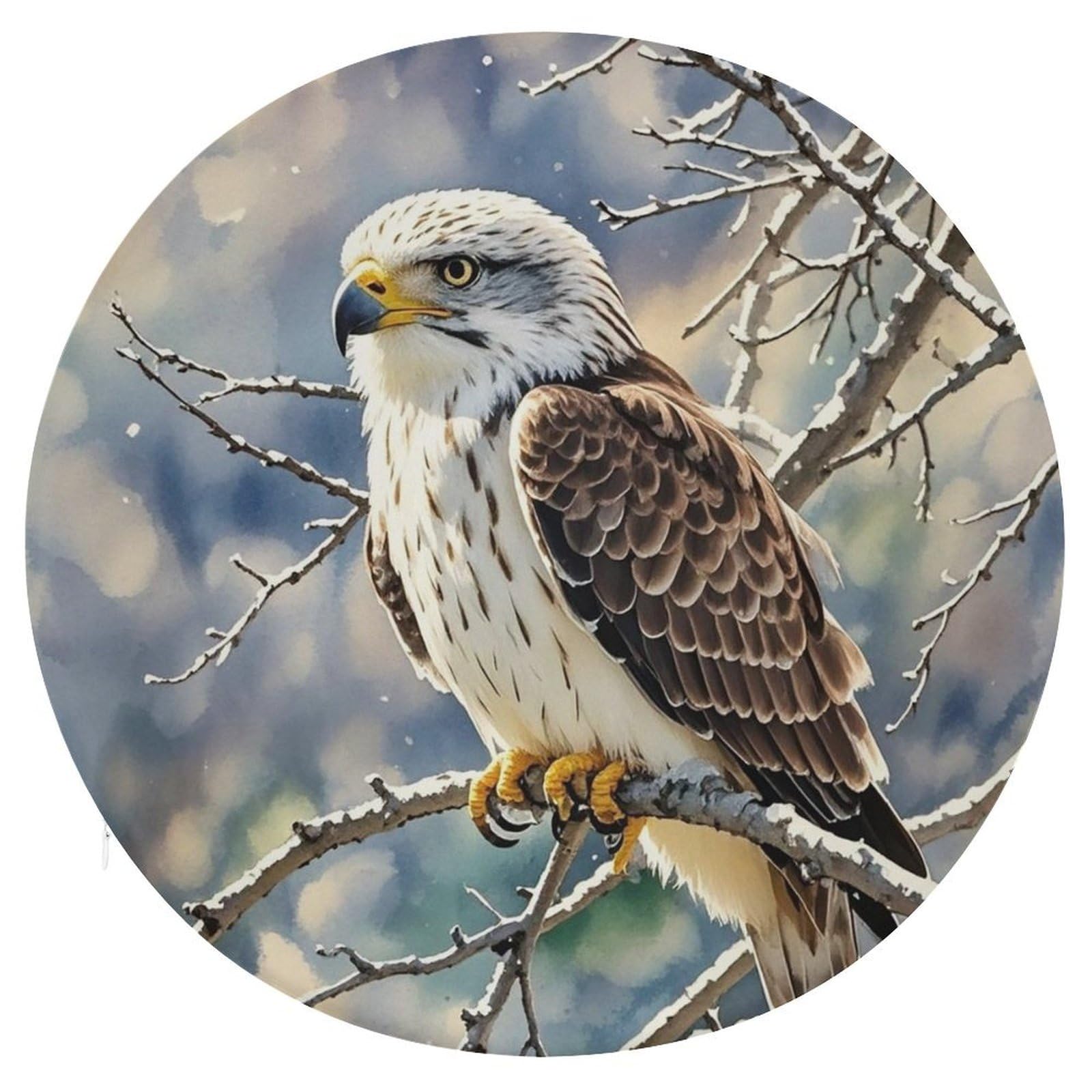 FekiLoot Hawk Round Memory Foam Chair Cushion Soft Circle Cushion with Removable Cover, Fashion Decorative Cushion for Bedroom Sofa Kitchen Office, 15.3"x15.3"