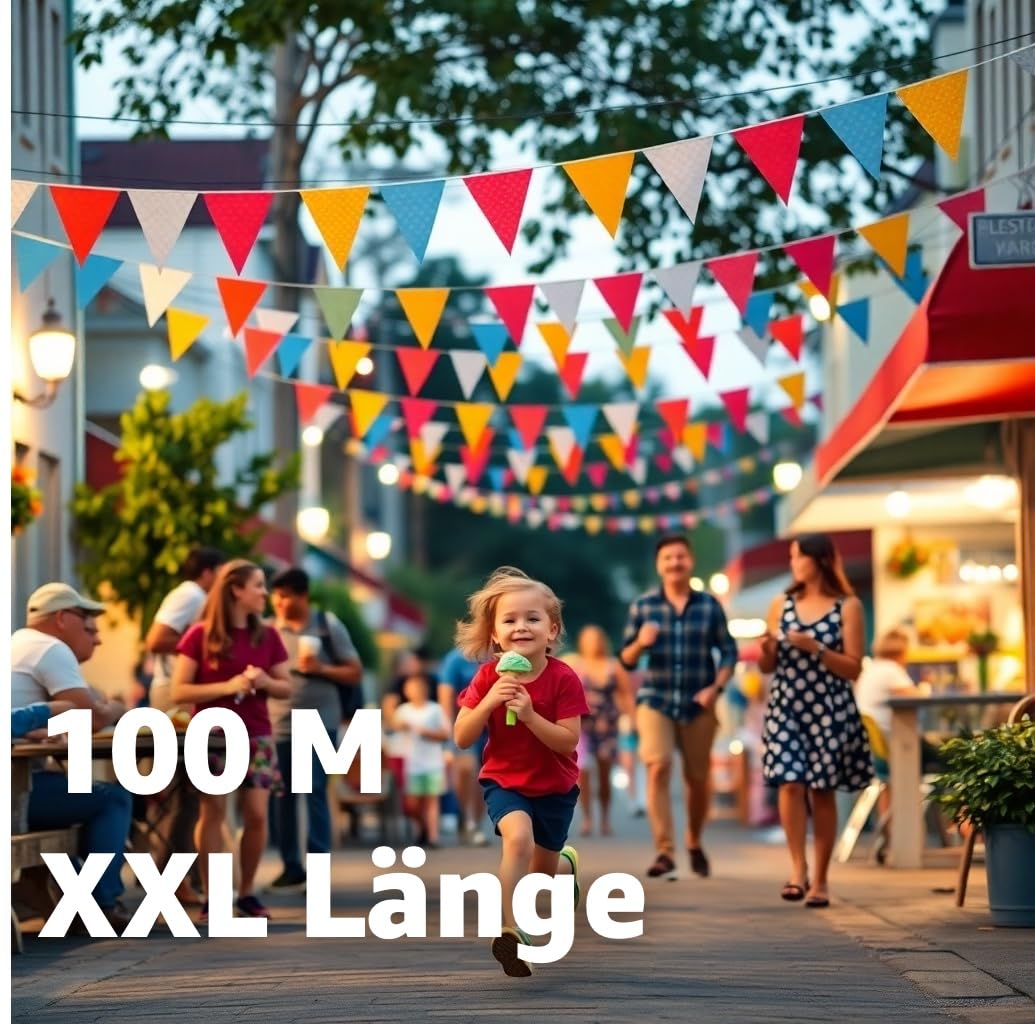 XXL 100 Metre Garland Colourful - Indoor and Outdoor - Bunting for Garden & Party - Decoration & Decoration - Image 4