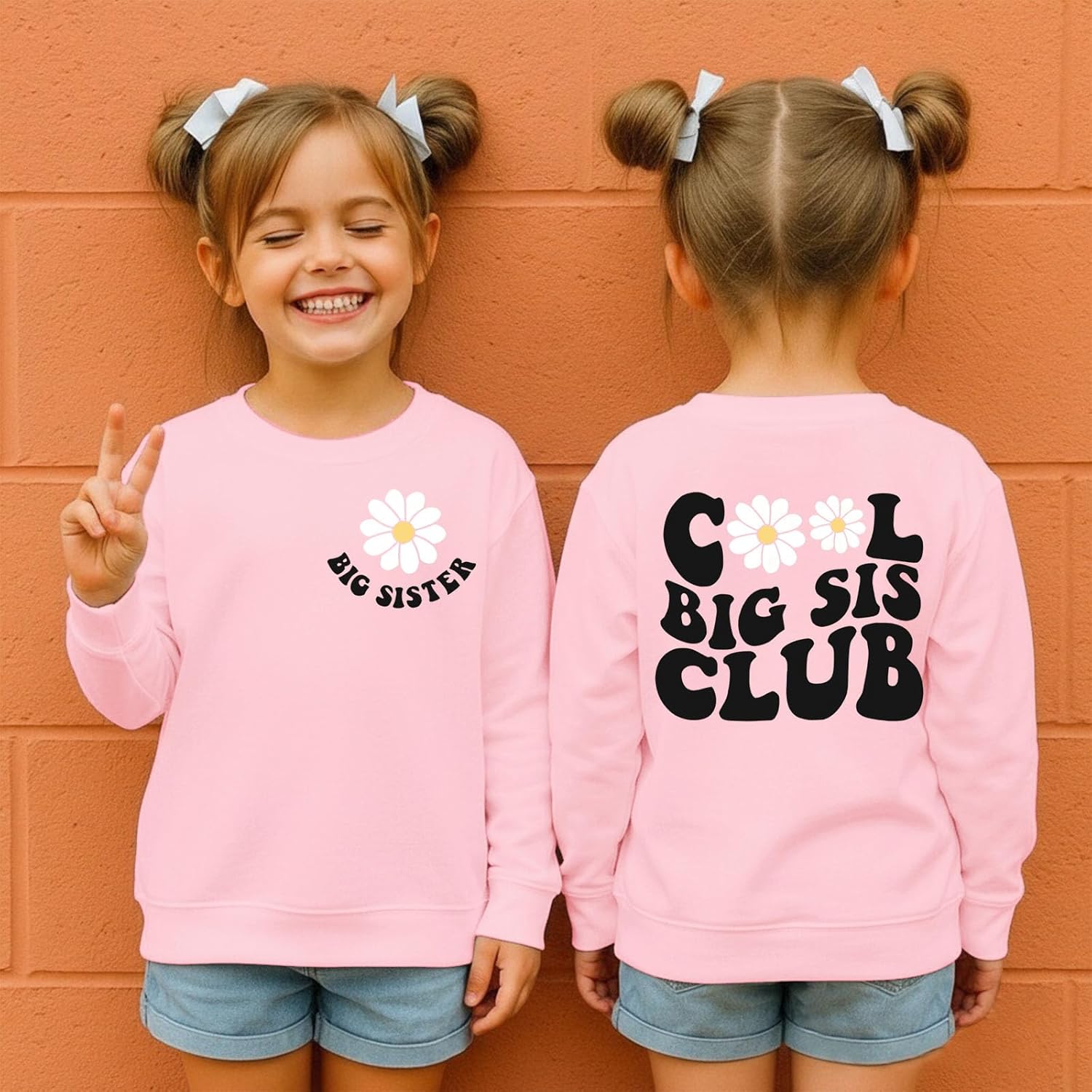 Big Sister Sweatshirt Toddler Girl Cool Big Sis Club Shirt Baby Announcement Pullover Crewneck Clothes - Image 2