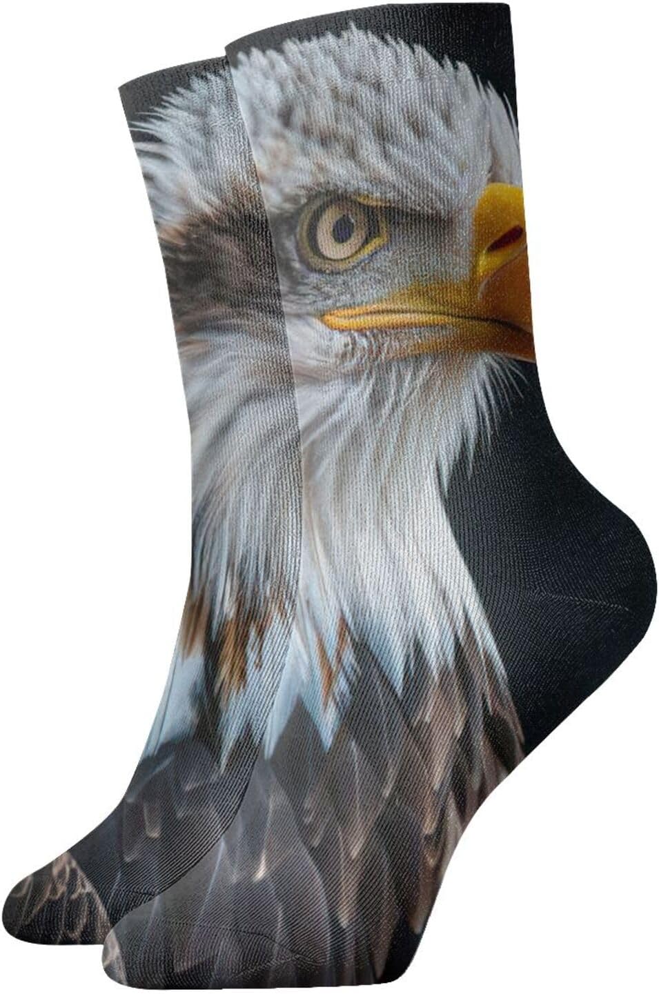 Bald Eagle Print Fall Warm Crew Socks For Adults Couples Cushion Boot Socks For Running Hiking Athletic