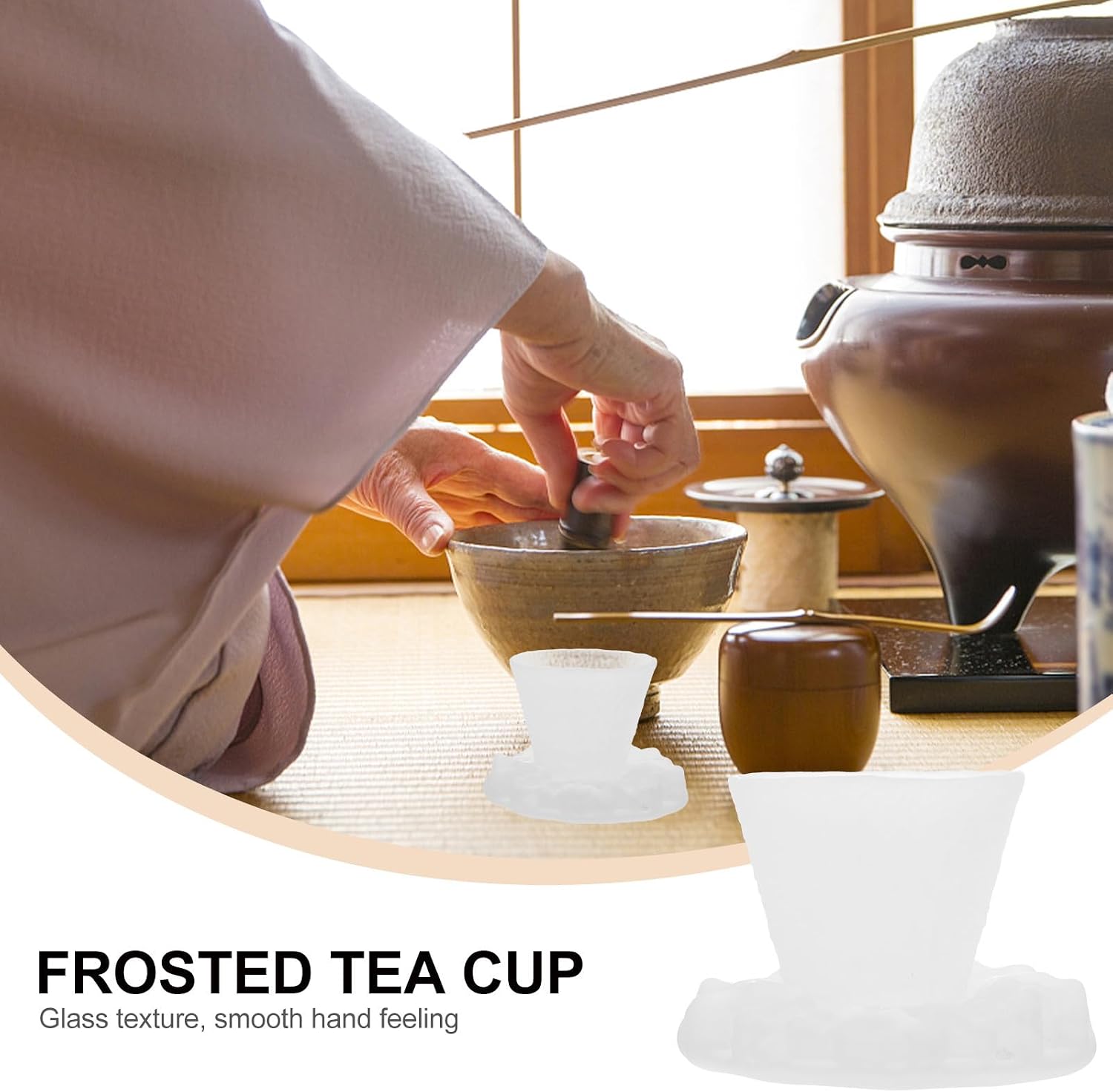 Glass Tea Cup with Coaster, Elegant Retro Drinking Cup for Tea Service