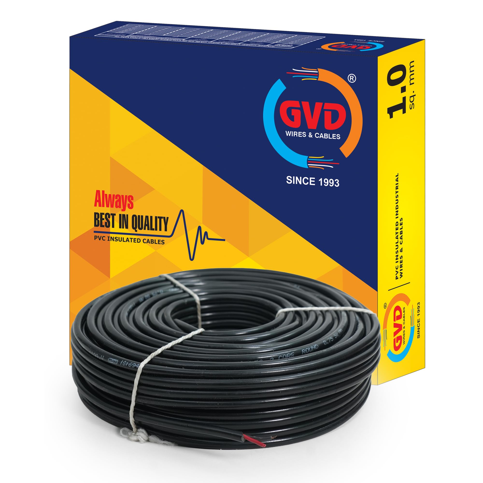 GVD PVC & FR Insulated 2 Core Flexible Copper Wires & Cables for Home & Domestic Industrial Electric Wiring, Electric Wire (Black) (45 MTR, 0.75 SQMM) (B094269Z22) Amazon Price History, Amazon Price Tracker
