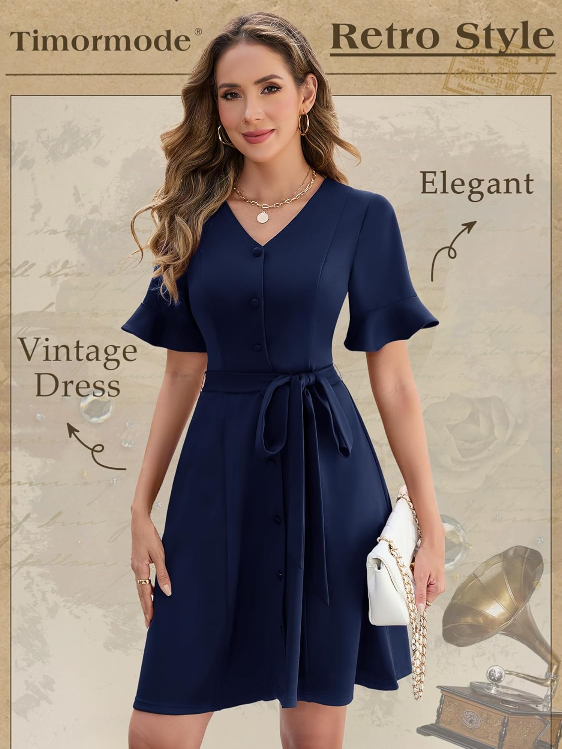 Vintage Cocktail Dresses for Women Wedding Guest Church Work Casual Dress 1950s Tea Party Dresses - Image 2