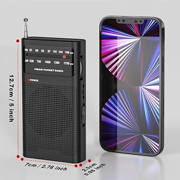 Goodes Portable Radio AM FM, Battery Operated Radio for Gift, Elder-Black