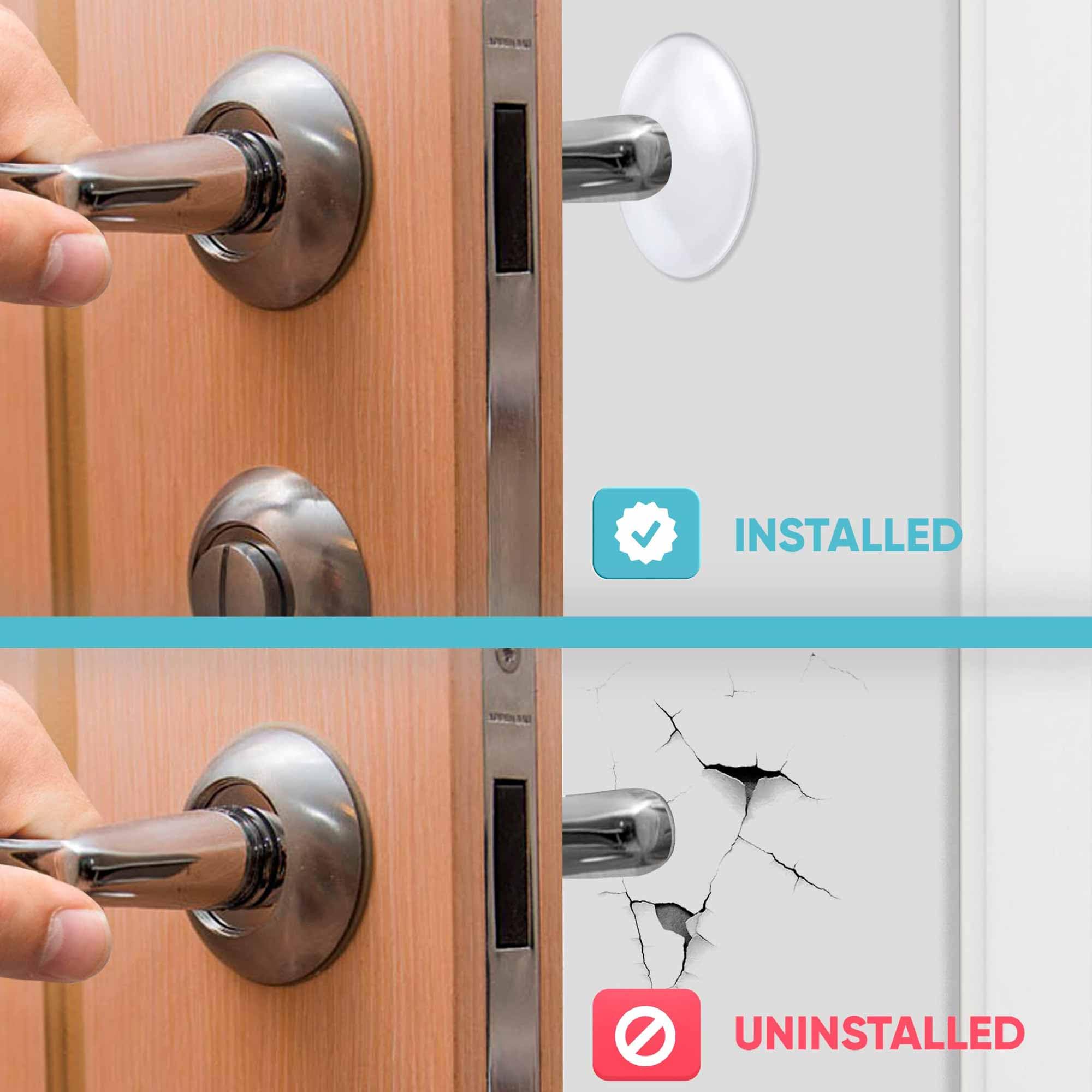 6-Piece Door Stopper Wall Protectors - Soft Gel Bumpers, Adhesive Quiet Stoppers For Door Handles, Reusable Shock Absorbent Silencers