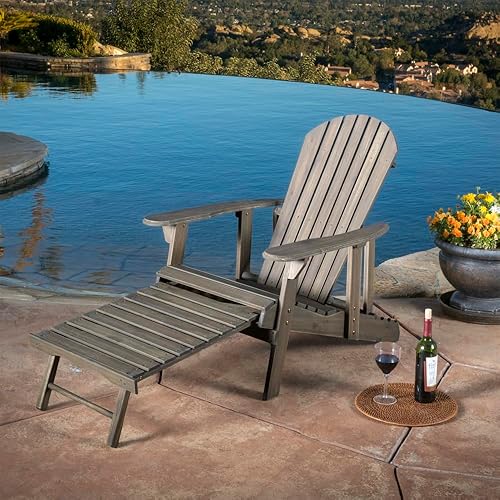 Miniatura 6 de Elountik Malibu Adirondack Chair, Outdoor Patio Furniture, Weather-Resistant & Comfortable Folding Wooden Lounge Chair for Garden, Backyard, and