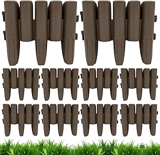 10Pcs Lawn Edging, Plastic Garden Edging Border, Mowing Edge, Imitation Wood, Decorative Border for Flower Bed, Landscape, Walkway, Lawn