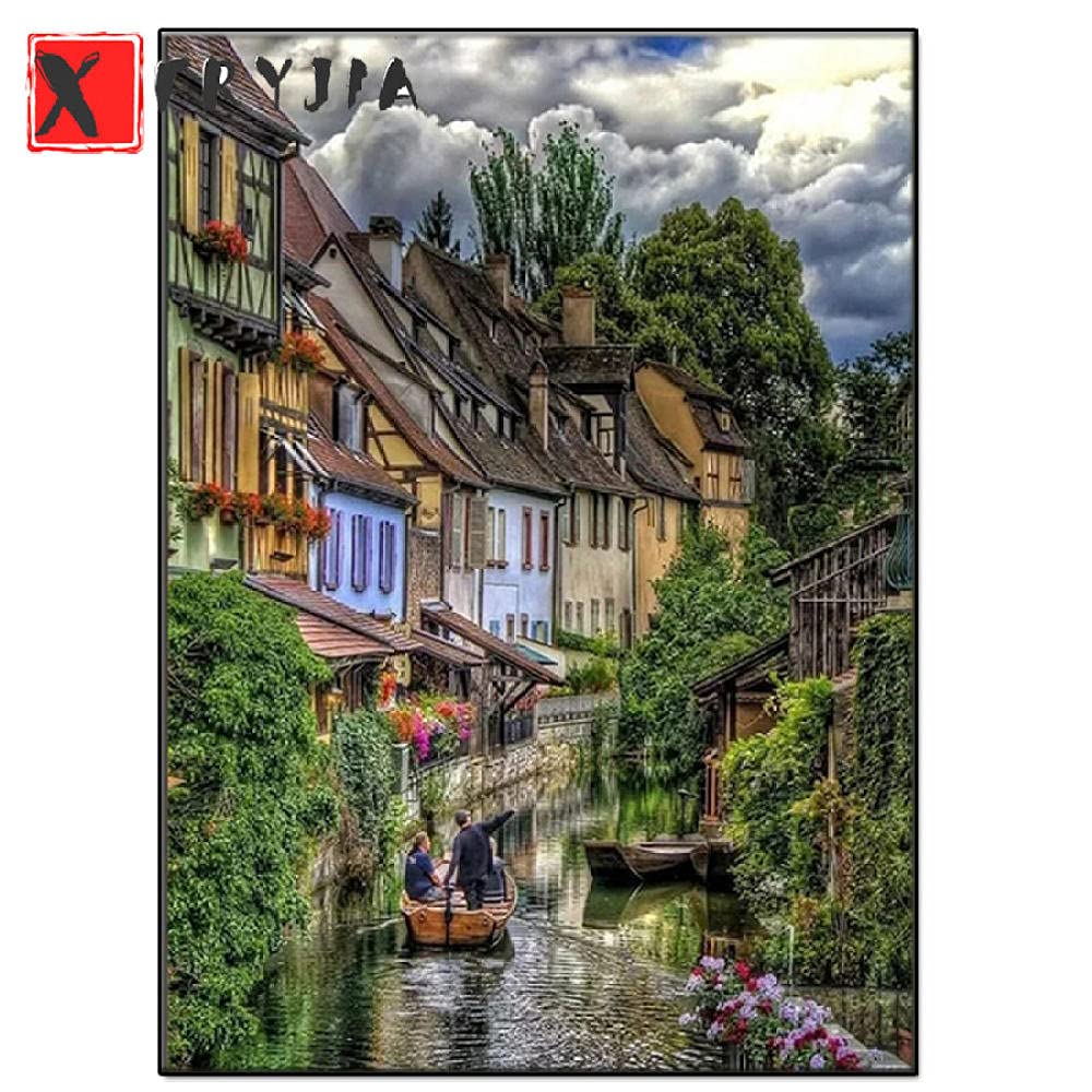 Peinture de diamant 5D cadeau créatif paysage d'Italie romantique