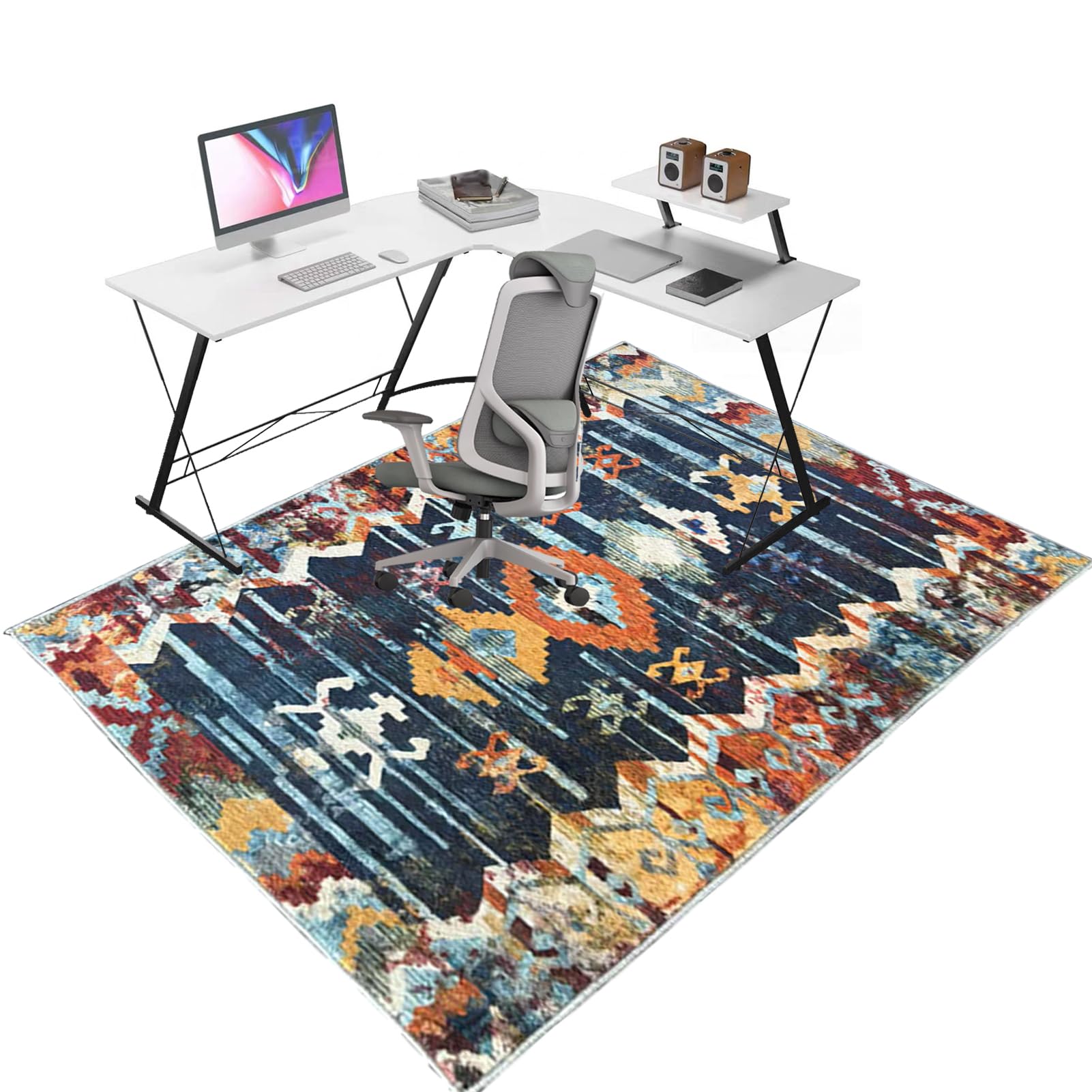 Office Chair Mat 70 x 100 cm, Floor Protector Rug for Gaming Rolling Chair, Carpet Protectors Non Slip, Computer Desk Floor Mats for Home Office Hardwood Floors Kitchen Living Room, Easy to Clean