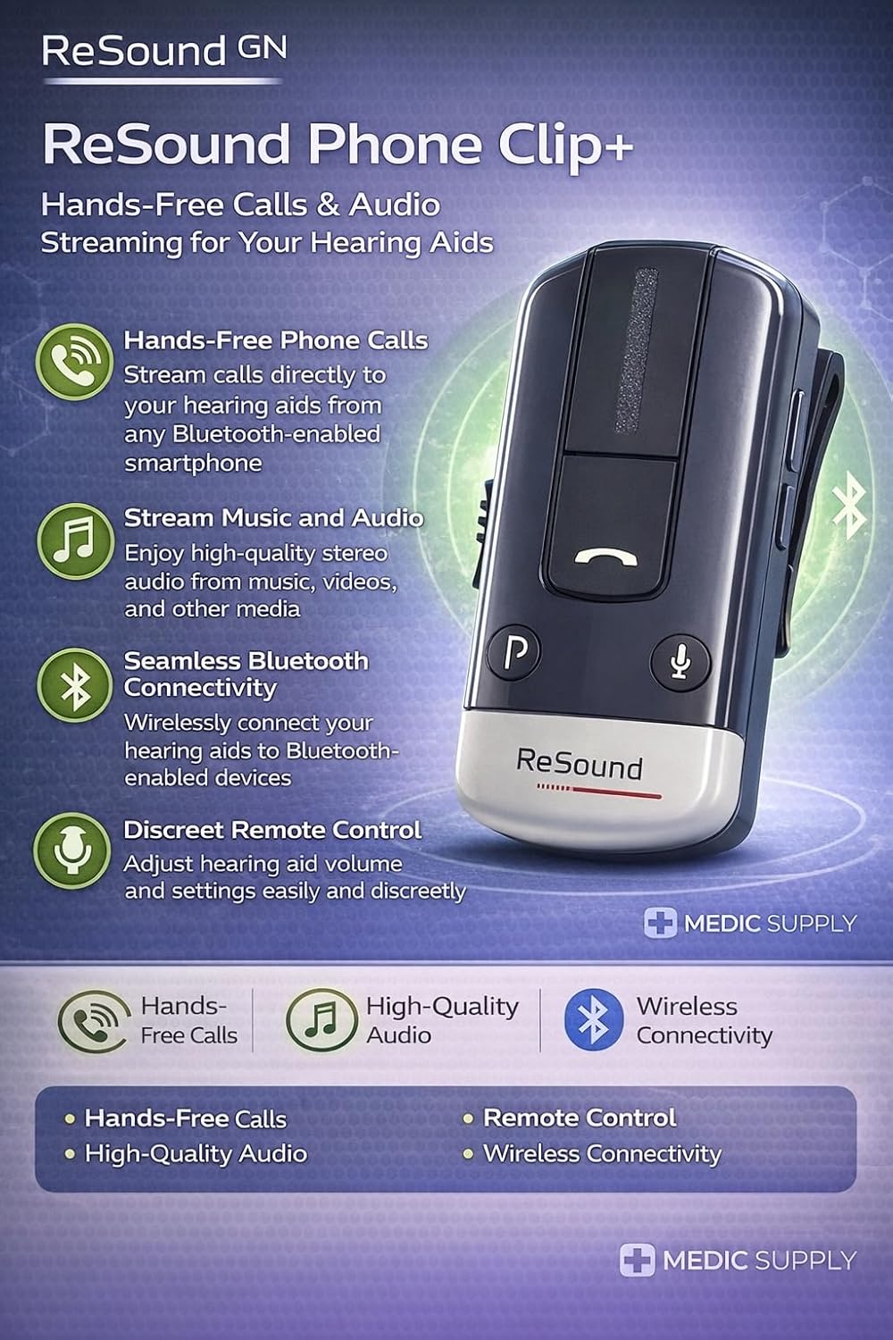 Resound Unite Phone Clip+ Bluetooth Connectivity Accessory for Select Resound Wireless Hearing Aids