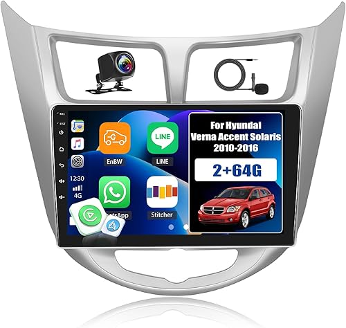 2+32G Android 13 Car Stereo para Hyundai Verna Accent Solaris 2010-2016 con Apple Carplay y Android Auto, radio de coche de 9 pulgadas con enlace de disponible en Yaxa Costa Rica