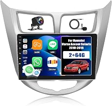 [2+64G] Android 15 Car Stereo for Hyundai Verna Accent Solaris 2010-2016 with Wireless Carplay&Android Auto,9 Inch Touch Screen Car Radio with Mirror Link Bluetooth FM/RDS Radio WiFi GPS EQ SWC
