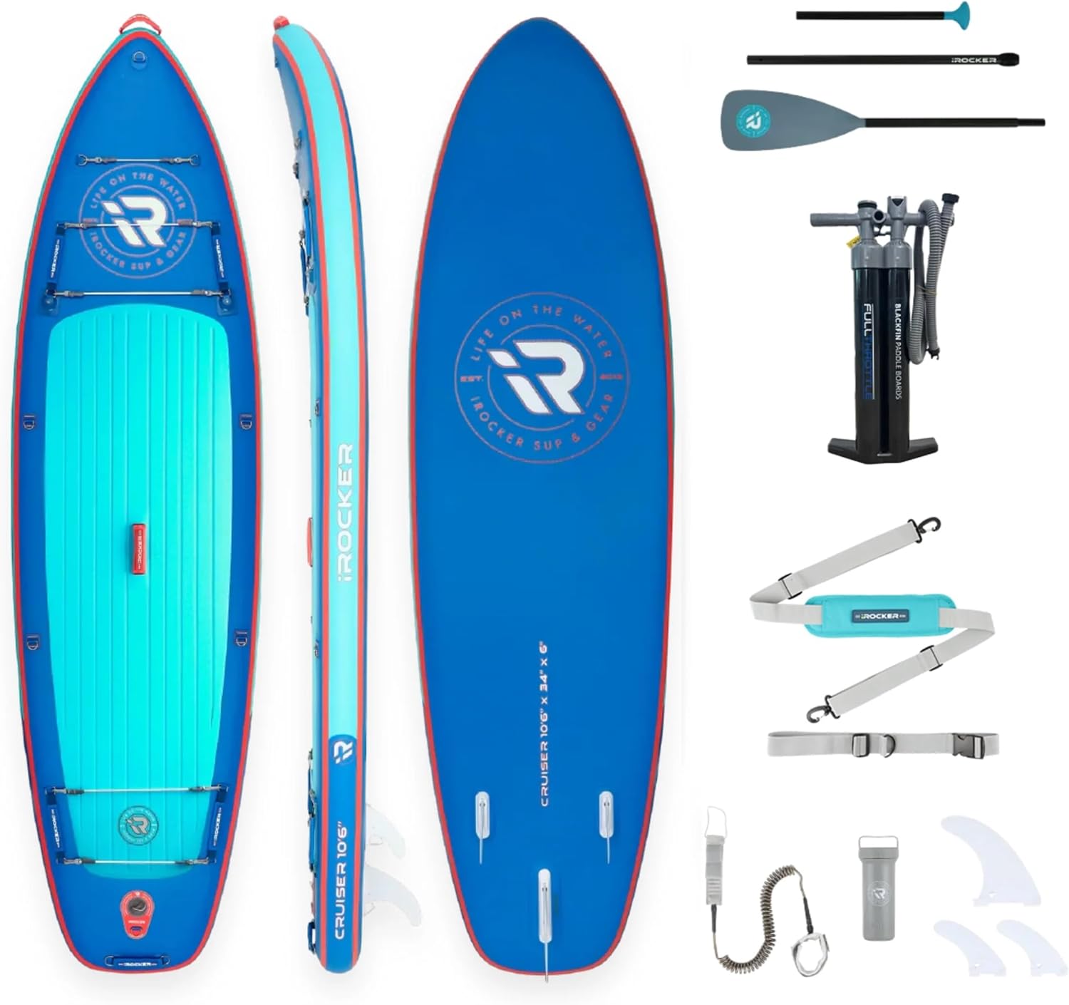 iROCKER Cruiser 7.0 Inflatable Stand Up Paddle Board Premium SUP and Accessories - Beginner Friendly - Extra Wide Base - Tandem Capable