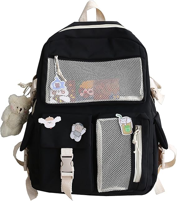 Kawaii Backpack with Kawaii Pendant, Cute School Bag Aesthetic Backpack