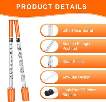 20 Pack 1ml Syringes, 29G 13mm Disposable Lab Syringes, Clear Measurement Markings for Lab Liquid Separation, Pets Feeding Craft Supplies, Individually Wrapped