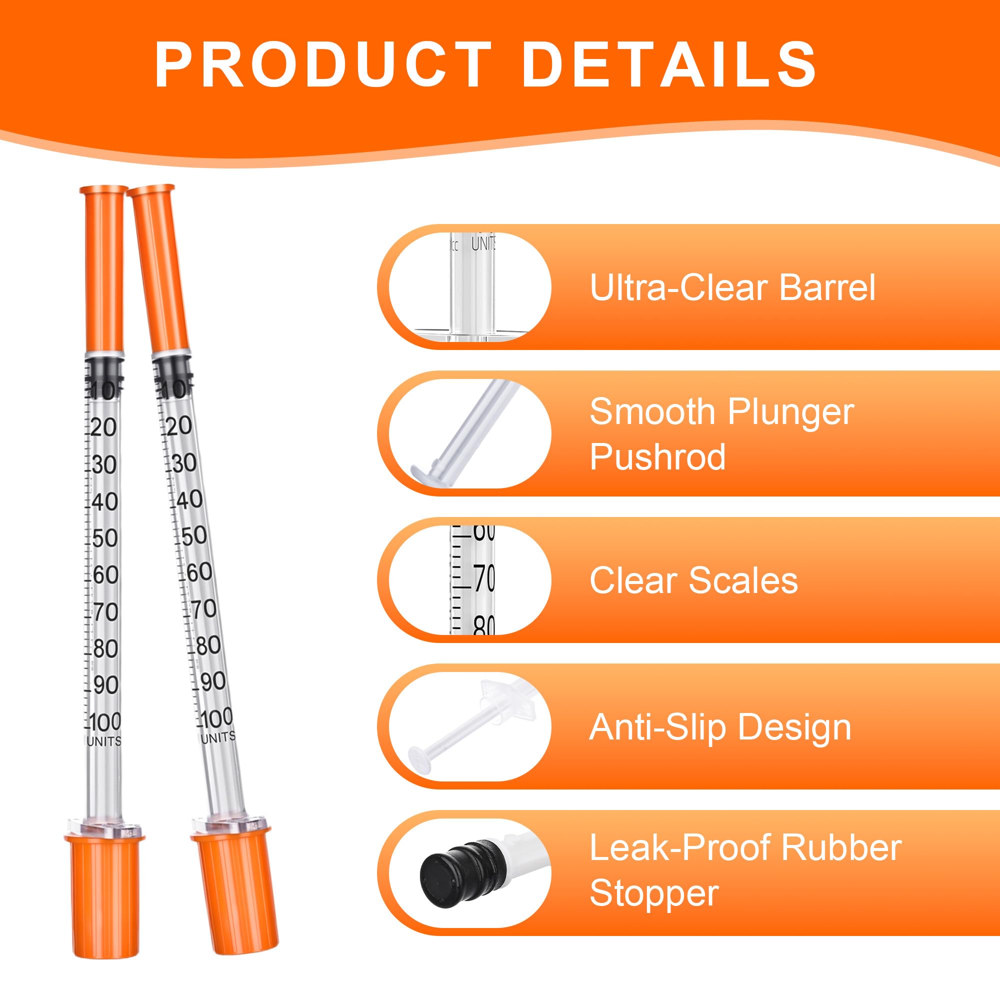 1ml Syringe, 100 Pack 29G 1/2" (13mm) Disposable Syringes, Lab Supplies for Scientific Labs and Measuring, Individual Wrapped — Amazon image 4
