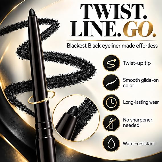BLACKEST BLACK Eye Liner Glimmer Pencil - PACK OF 3