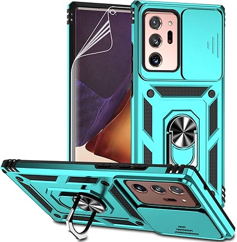 Funda para Samsung Galaxy Note 20 Ultra con cubierta para lente de cámara, protector de pantalla HD, prueba de caídas de grado militar, soporte de
