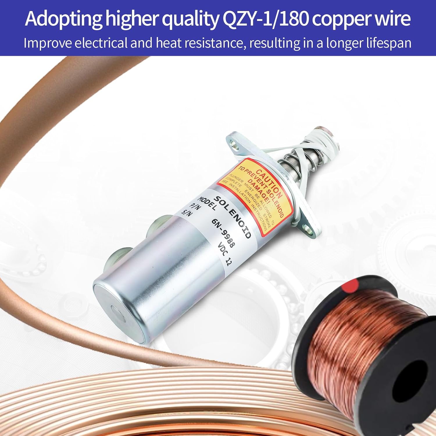 6N-9988 Fuel Shut Off Solenoid 6N-3749 7N-8883 9L-7880 9N-1068 for Caterpillar Engine 3208 Paving Compactor CB-614 CP-553 CS-551 CS-553 PS-500 2 Terminals 12V