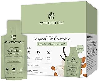 Cymbiotika Liposomal Magnesium Complex – Promotes Relaxation, Restful Sleep, and Heart & Brain Health – Highly Absorbable 3-in-1 Formula – Vanilla Almond, 10 mL Pouches (28 Count)