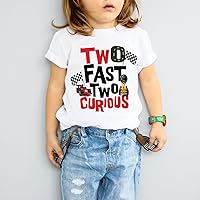 Vista 2 de Lil' Daisy store Two Fast Two Curious T-Shirt Second Birthday 2nd Bday Race Car Party Gift