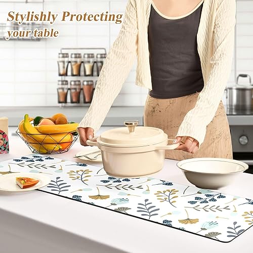 Miniatura 4 de Salvamanteles plegables modernos de hojas y flores para platos calientes, tapete resistente al calor y mantel individual impermeable para platos