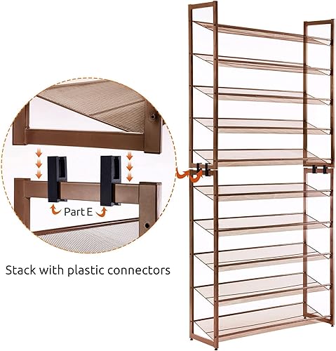 Miniatura 7 de Apicizon Zapatero de metal de 5 niveles para hasta 25 pares de organizador de zapatos con ángulo de inclinación a plano, estantes apilables de