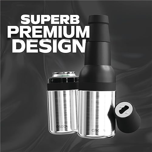 Miniatura 5 de Asobu Frosty Beer Holder 2 Go - Enfriador de latas y botellas de cerveza de acero inoxidable de doble pared con aislamiento al vacío y destapador
