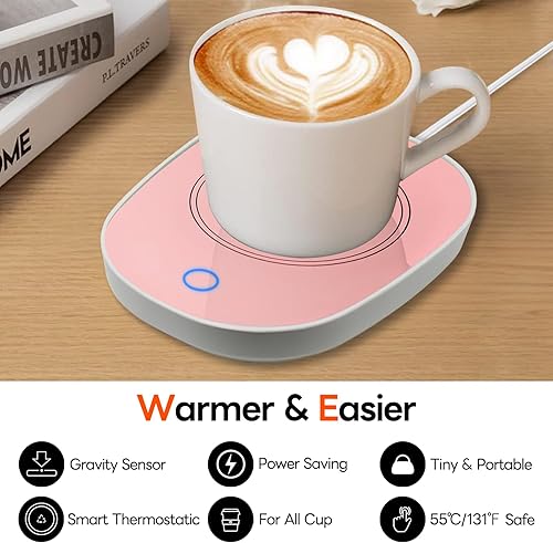 Miniatura 2 de Calentador de café para escritorio, calentador de taza rosa, té caliente, leche, agua, bebida, calentador de escritorio, placa eléctrica con apagado