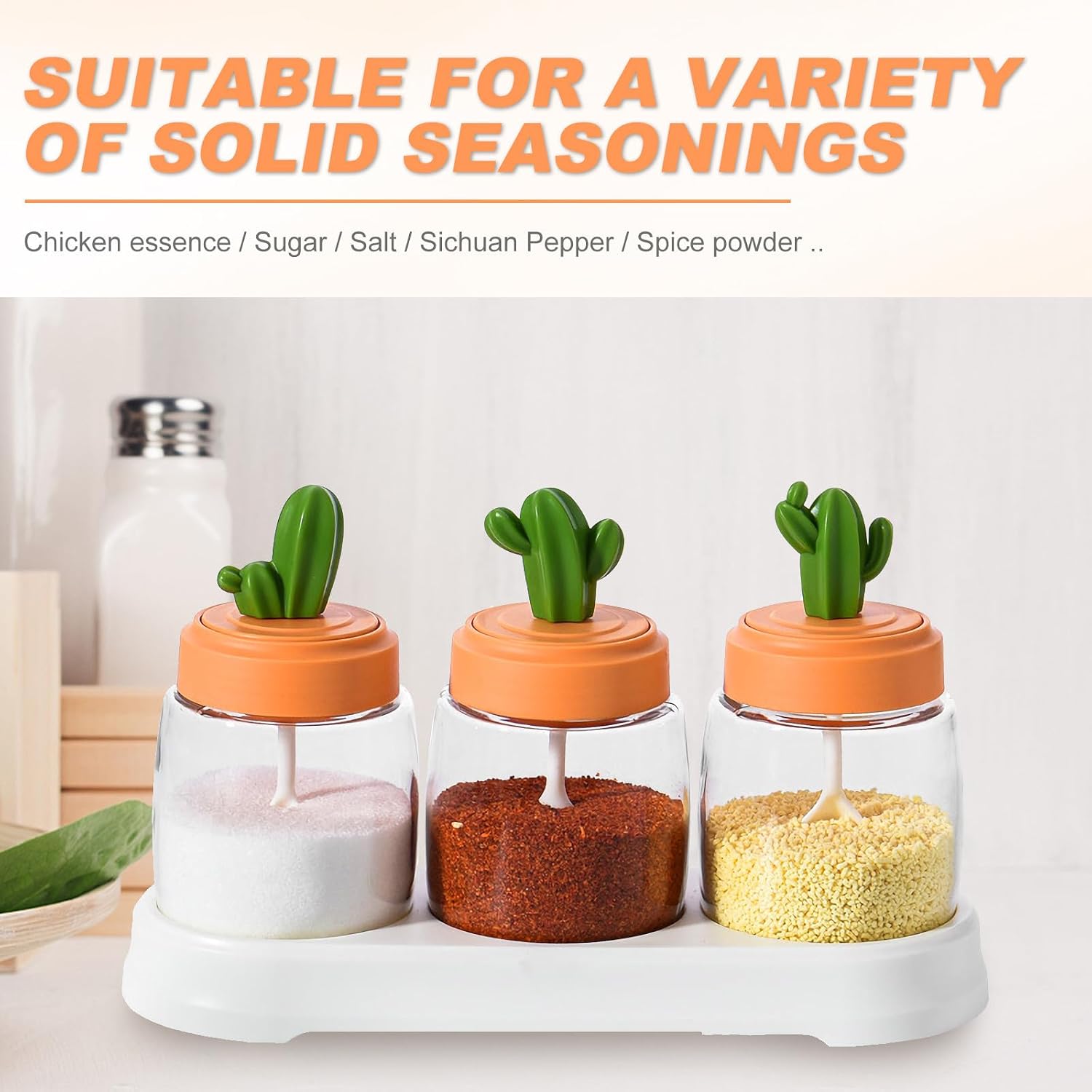 Uonlytech Seasoning Jars Condiment Box Glass Plastic Xmas Kitchen Storage