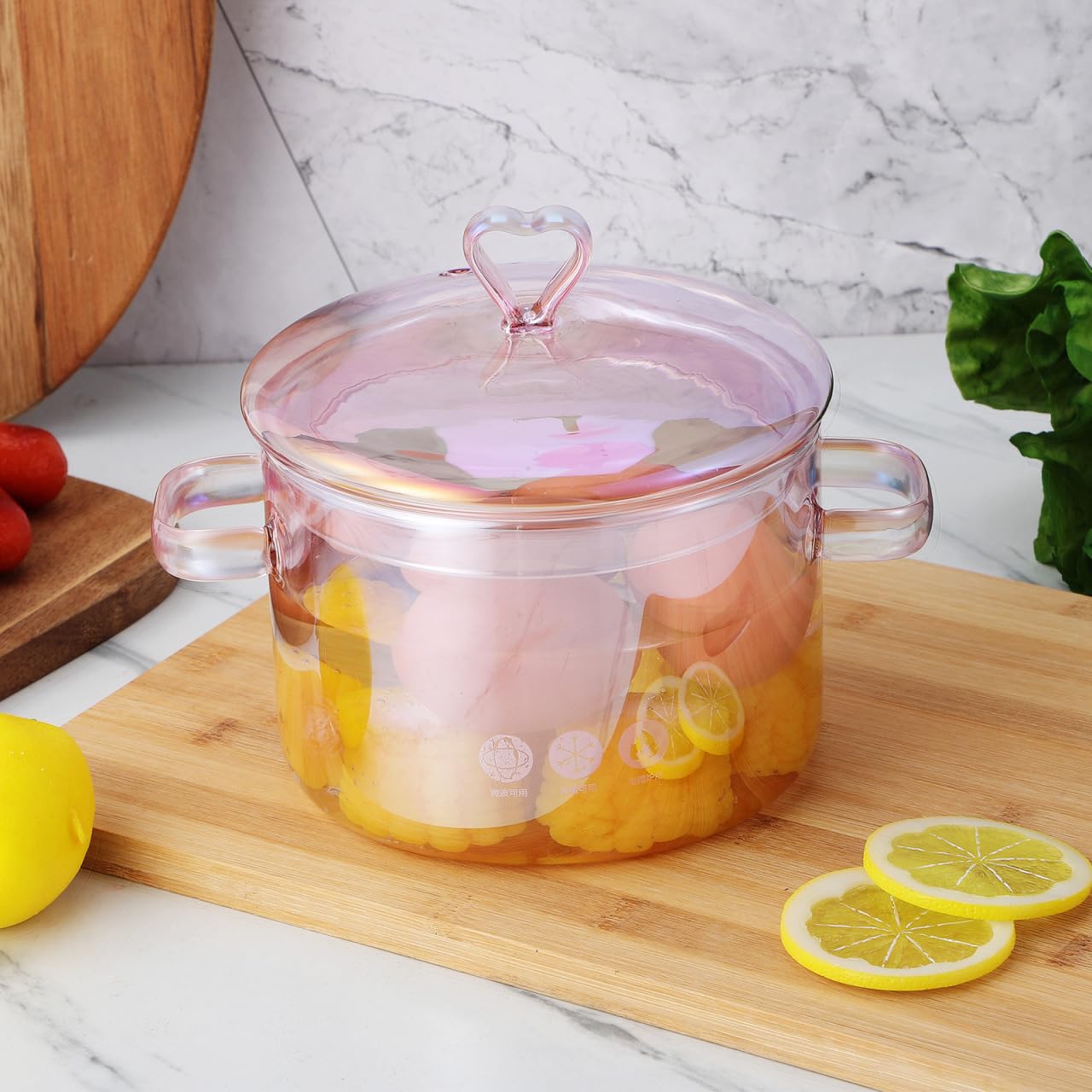 Happyyami Cacerola de Cristal Con Tapa - Olla Multifuncional para Sopa, Pasta, Fideos, Verduras, Carne - Compatible Con Inducción