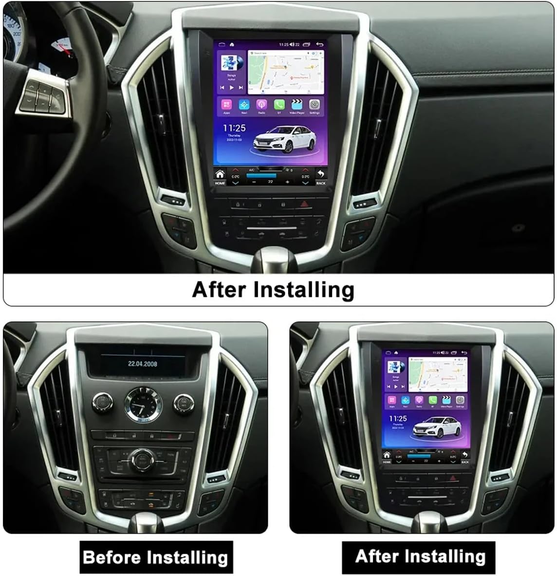 9.7" CarPlay Screen for Cadillac SRX 2009-2012, Wireless Android Auto Multimedia Car Radio Receiver