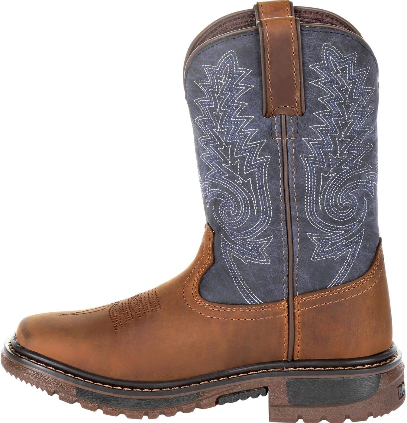 Rocky Flex Ride Western Boot, Denim Brown, 2 US Unisex Little Kid