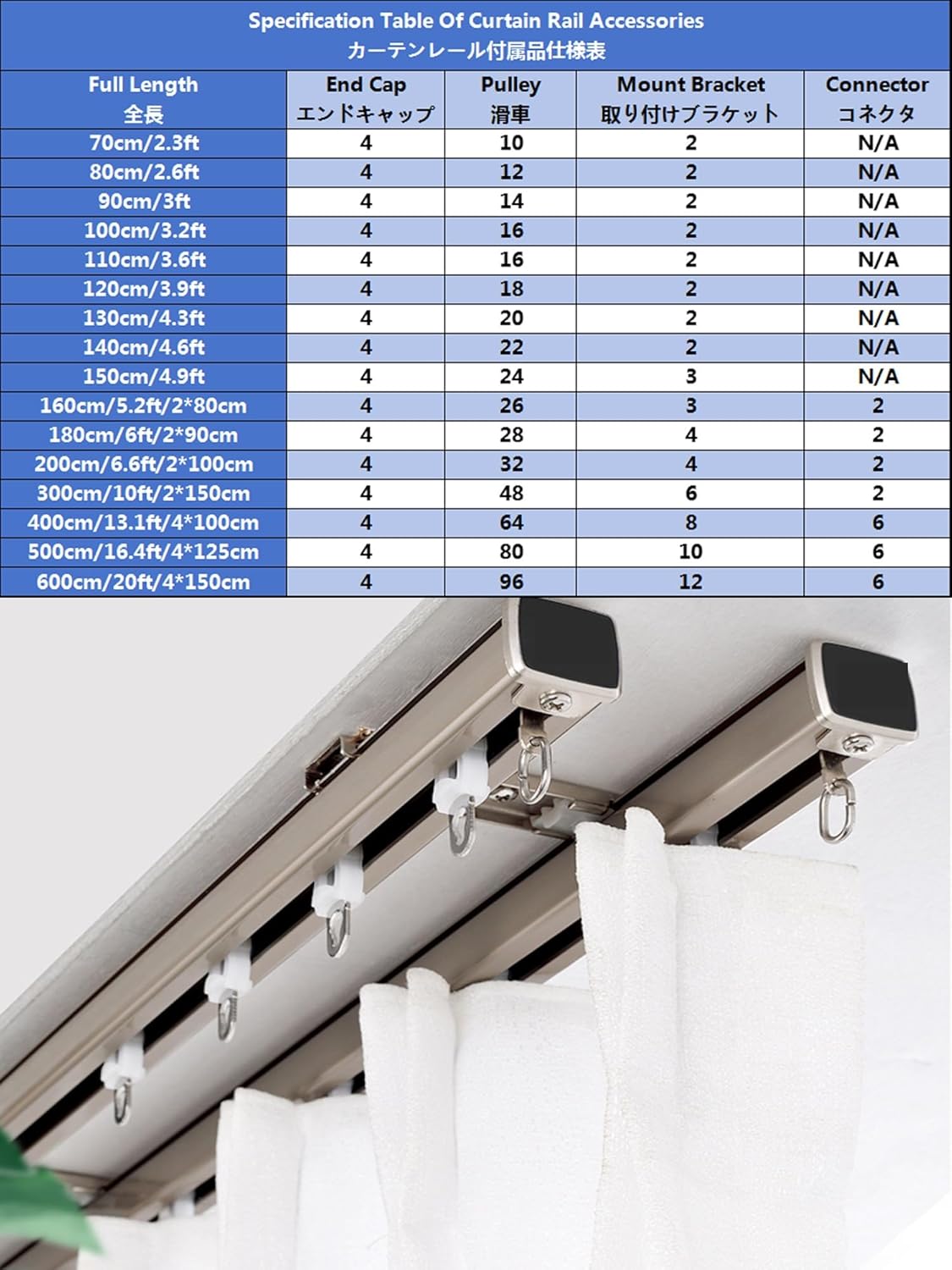 Aluminum Curtain Track System (2.3Ft-20Ft) for Ceiling/Walls, Room Divider Curtain Rods, Ideal for Living Room/Bedroom/Shower, Champagne Color, Size: 2m/6.6ft