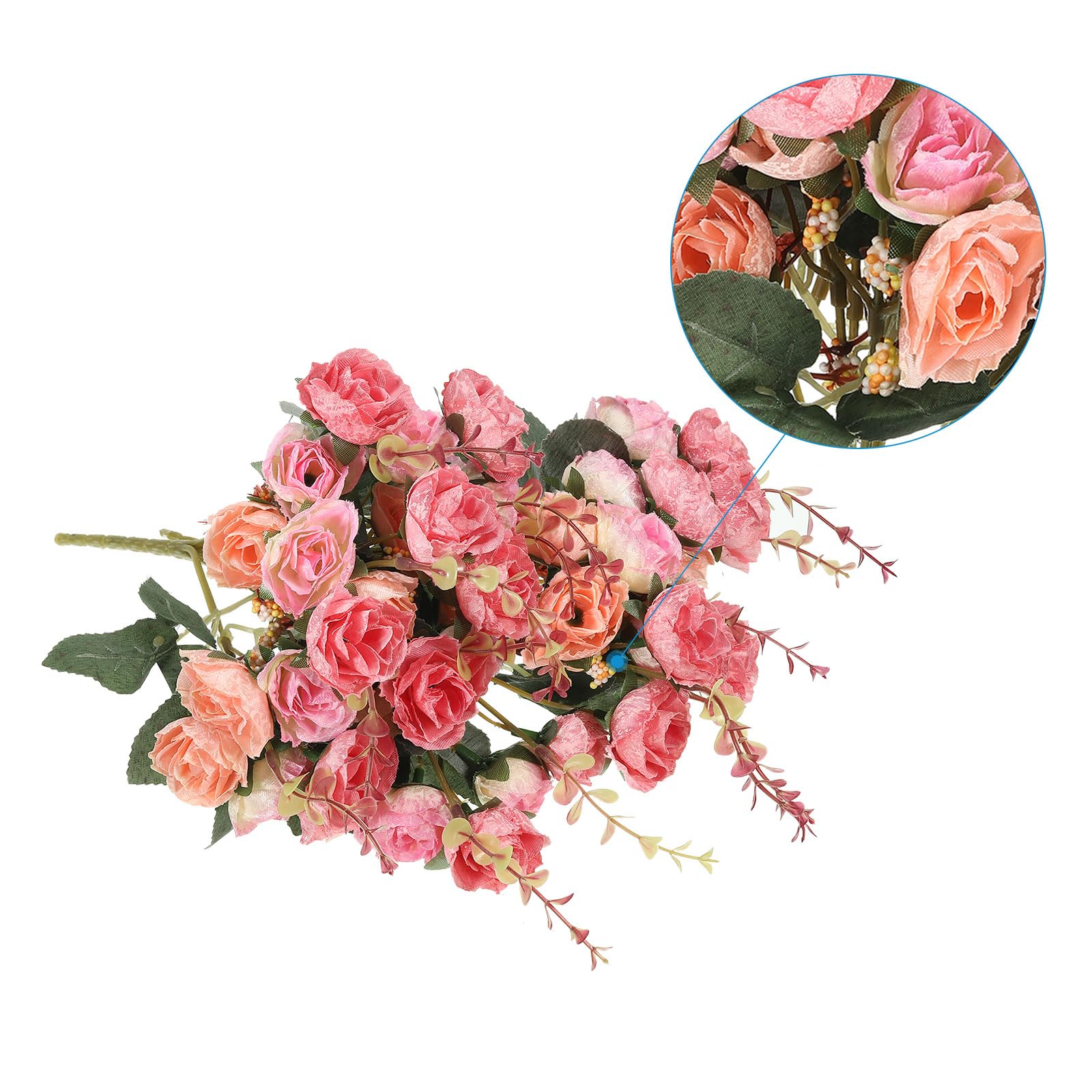 PATIKIL 7 Branch 21 Heads Artificial Silk Mini Rose with Stem - Image 3
