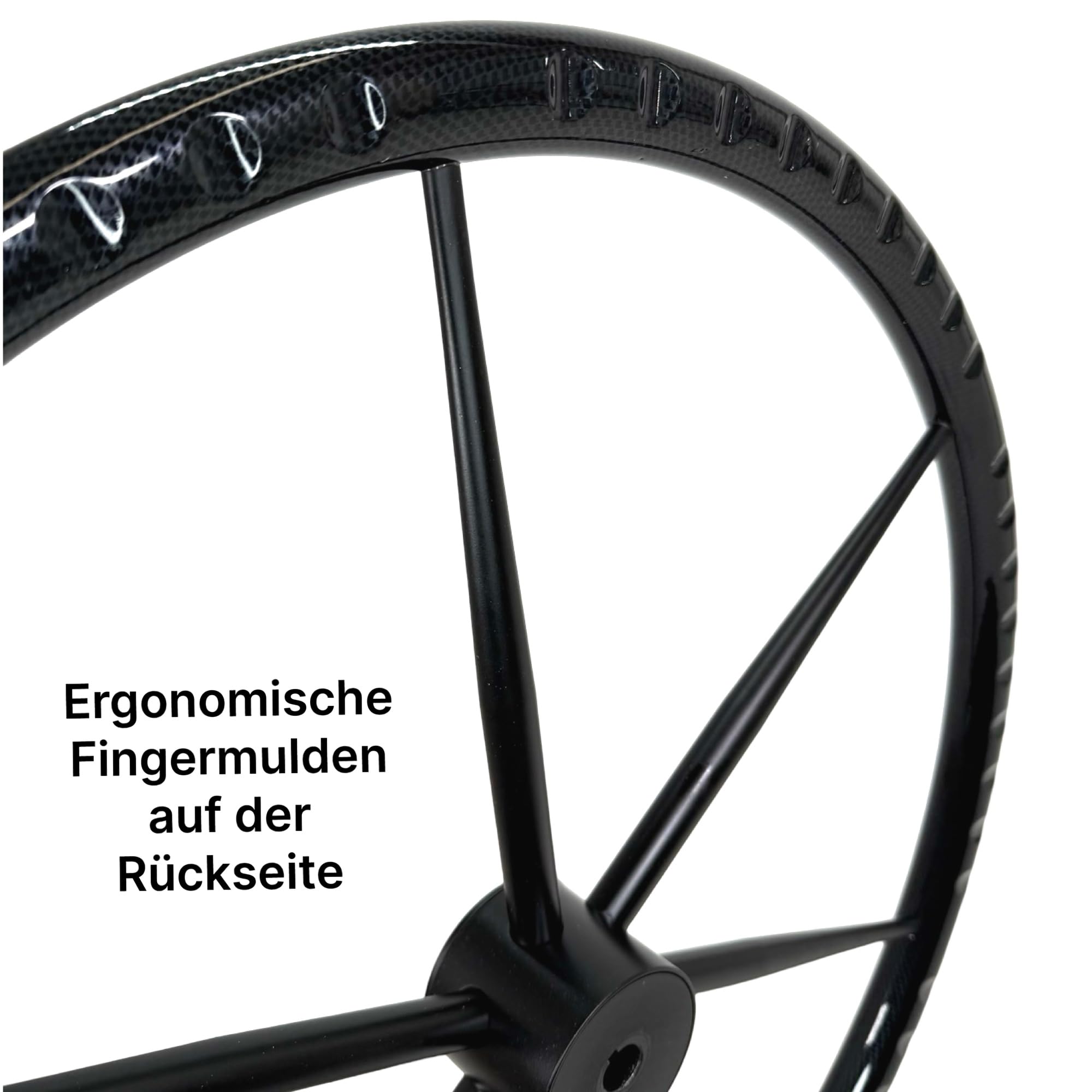 Savoretti Boot Edelstahl Steuerrad Lenkrad passend für Motorboote I Tender I Schaluppe I Sloep I Tuckerboote I Yacht (T6N-CF-B/60 Shadow Ghost Carbon)