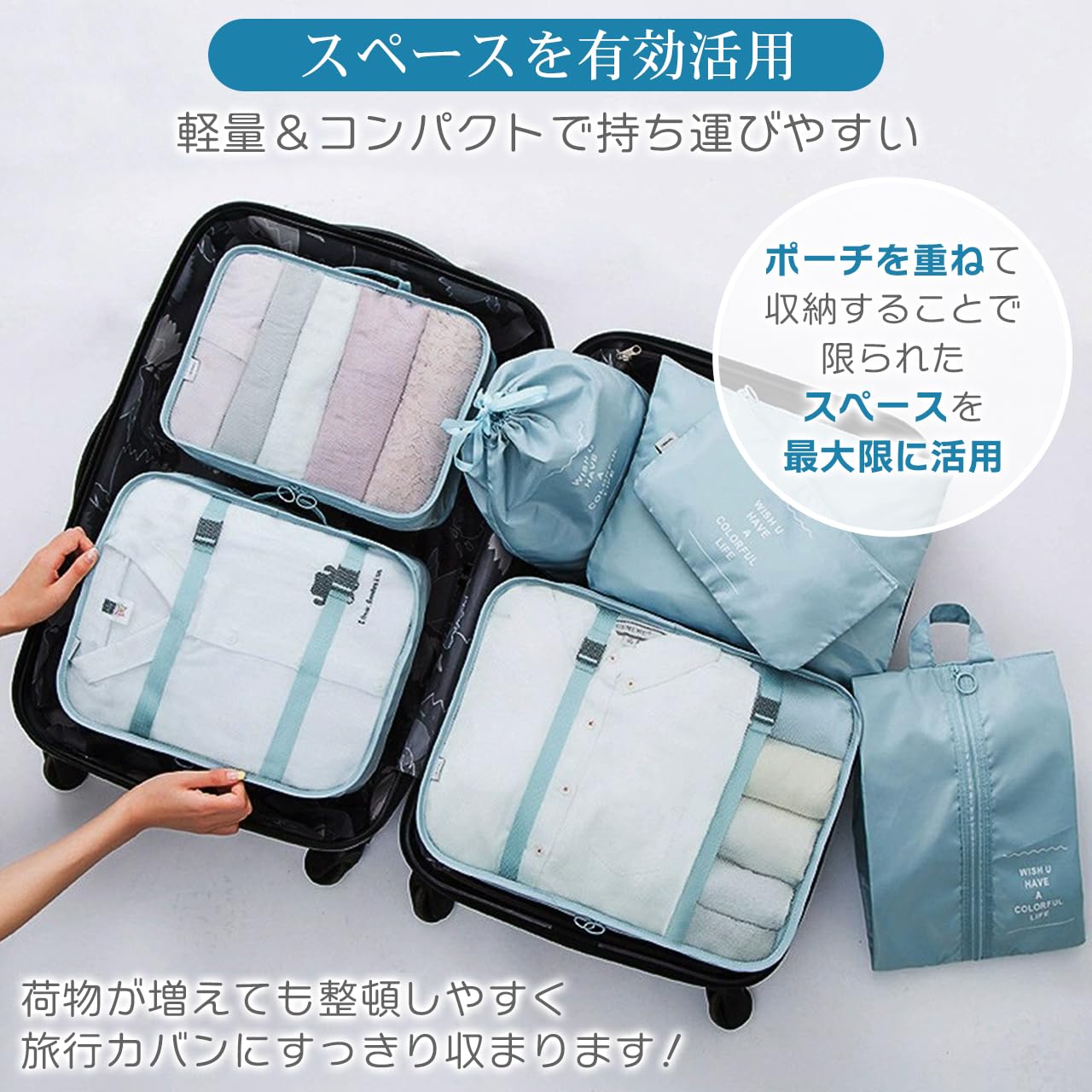 KYOGOKU商品【新品未使用】ポーチ他7点セット Amazon.co.jp: HINACO トラベルポーチ 7点セット 撥水 軽量 大容量