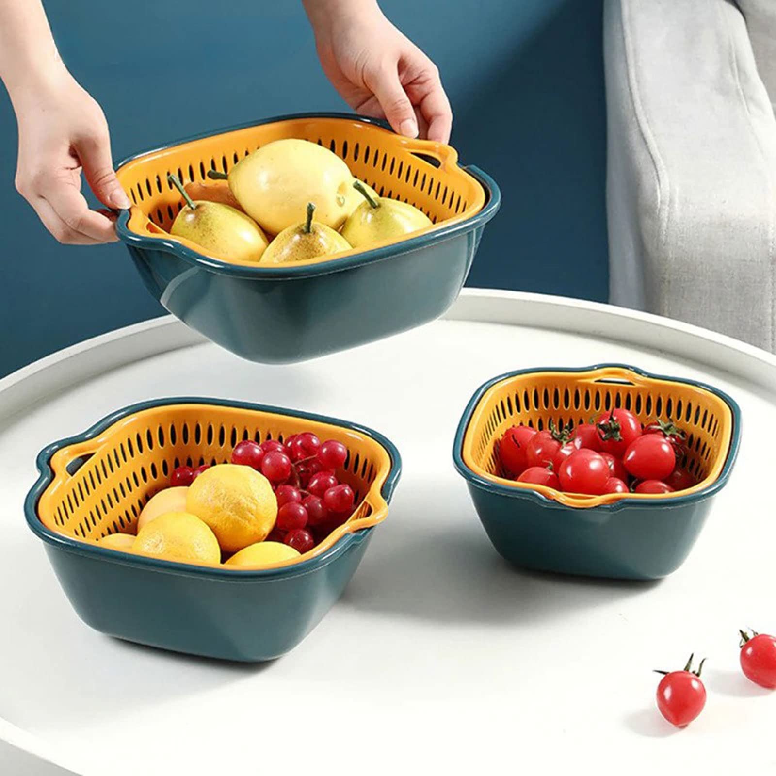 Cestello per lavello, accessori da cucina, doppio scarico, per frutta e verdura, filtri per lavaggio utili, accessori e gadget da cucina (S)