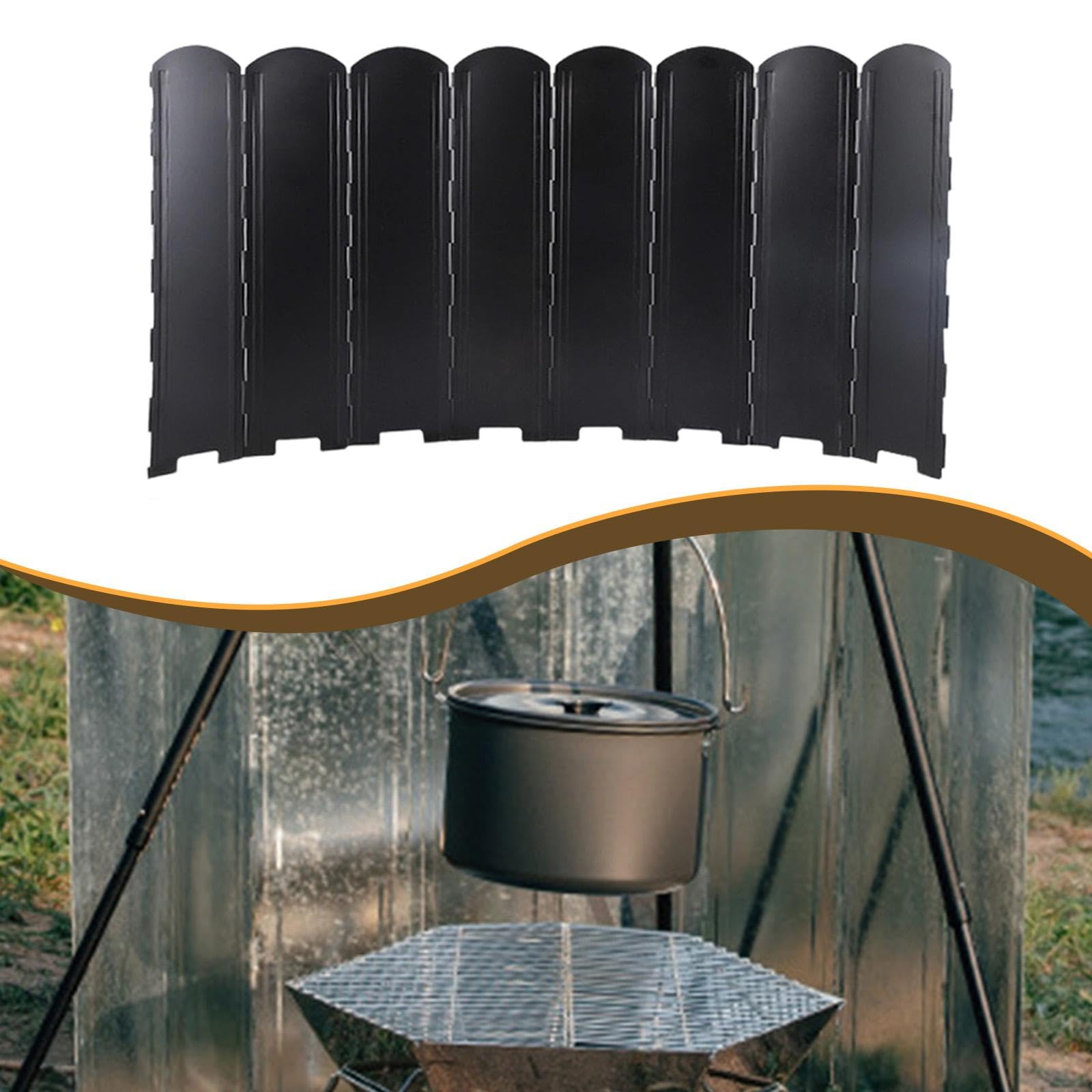 Paraviento para Estufa de Camping Cortavientos Portátil Plegable de Hierro con Protección Térmica Y Ajustable Adecuado para Cocina de Campo Ex