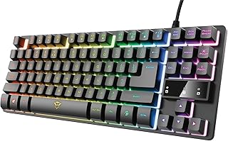 Trust Gaming Teclado Gamer TKL GXT 833 Thado Teclado Retroiluminado RGB Tenkeyless (20% más pequeño), Membrana, Disposición QWERTY Español, Anti-Ghosting, USB, con Cable, PC/Ordenador