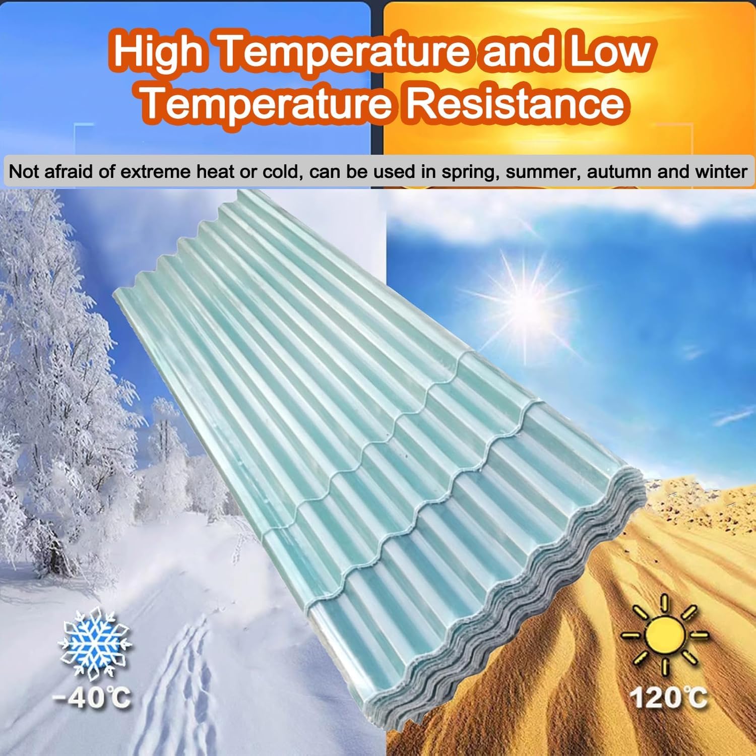 Clear Roofing Panel, Transparent 4/6/8/10/12/14/16/18/20Pcs Corrugated Fiberglass Panels, Corrugated Roofing Sheets, FRP Daylighting Panels, Building Roof Cladding(16pcs,35x67in)