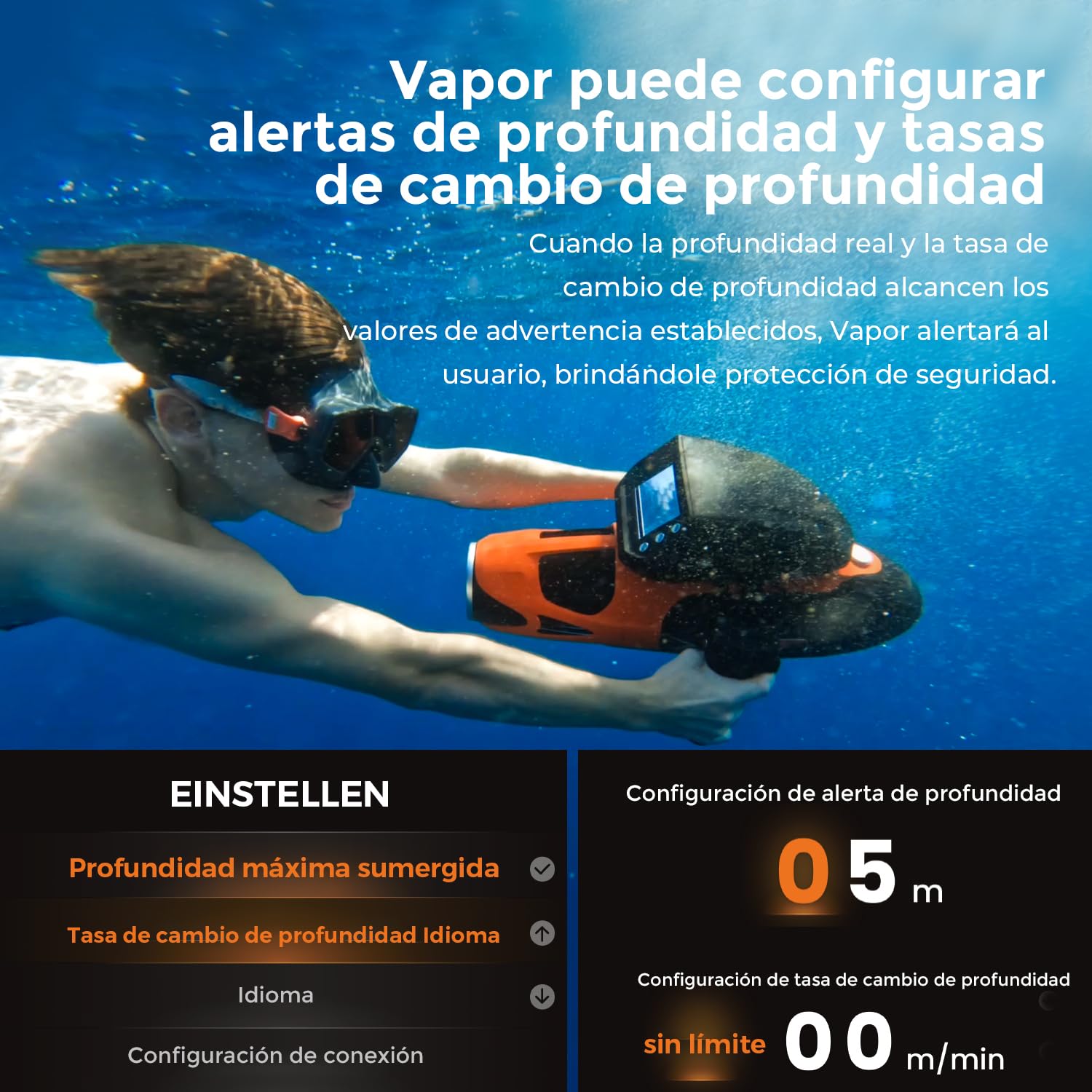 Sublue Vapor Pump-Jet - Patinete subacuático de 3 velocidades de 60 Minutos, 10 km/h, 21 kgf para Buceo Libre, Buceo, esnórquel, Juguetes recreativos para Yates y Barcos (Rojo Vapor + Batería)