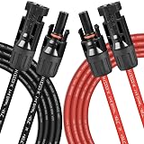 4mm² Solar Panel Extension Cable 5M/16FT, Solar Cable Extensions Wire‌, Solarpanel Connector Cables Waterproof IP68 with Female and Male Connectors Panels Connectors Cables Wires Adapter (Red + Black) red+black 5m / 16ft