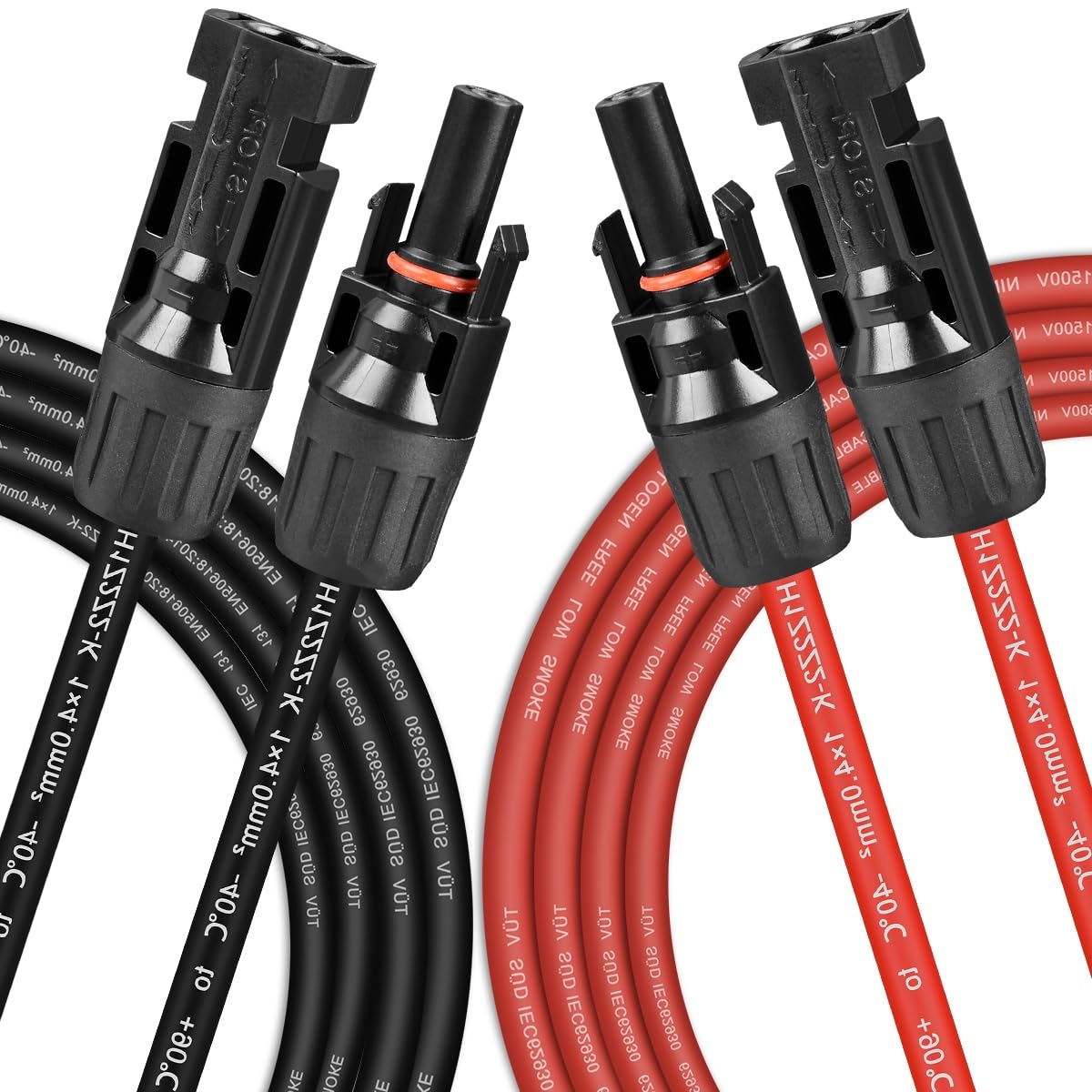 Rallonge de panneau solaire de 4 mm² - 5 m - Câble d'extension de panneau solaire étanche IP68 avec connecteurs femelles et mâles - Connecteurs - Câbles et adaptateurs (rouge + noir)